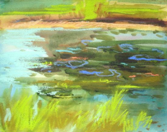 Lagoon Blues mixed media 11 x 14